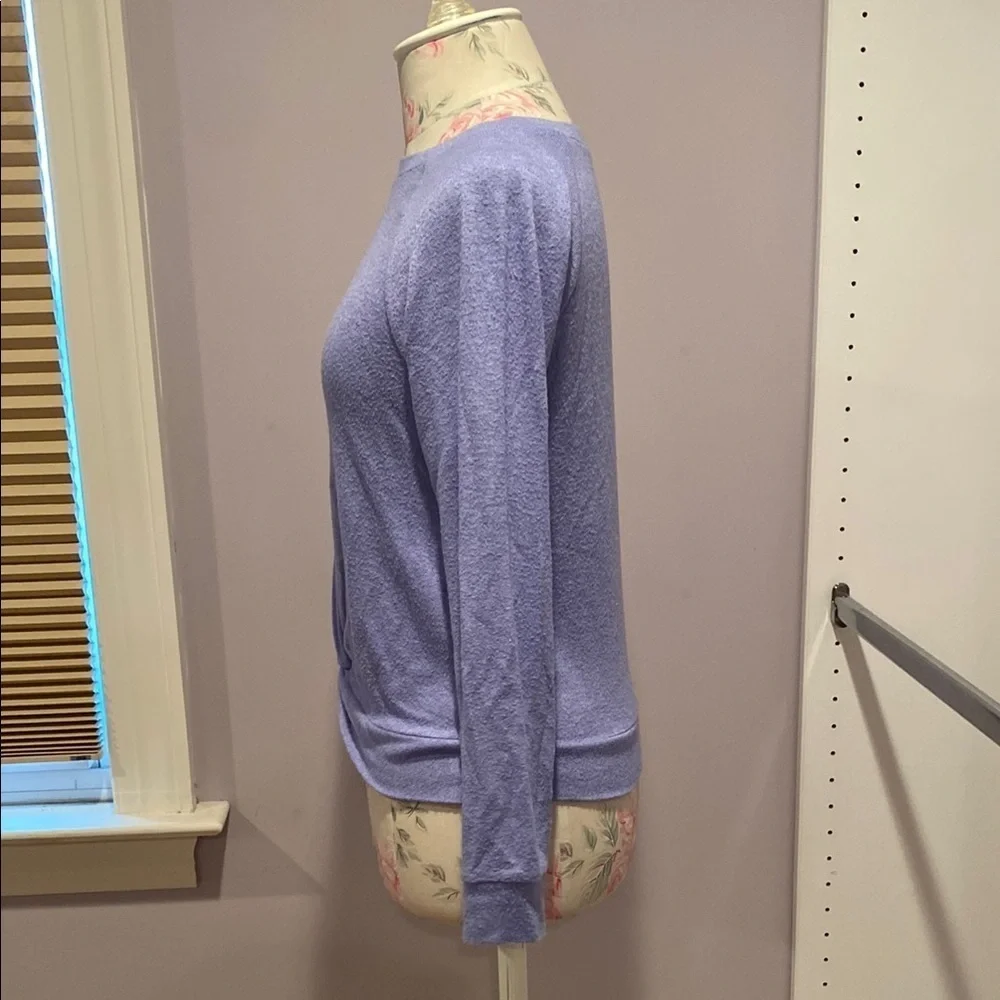 Zella Purple 3/4 Sleeve Tie Front Blouse